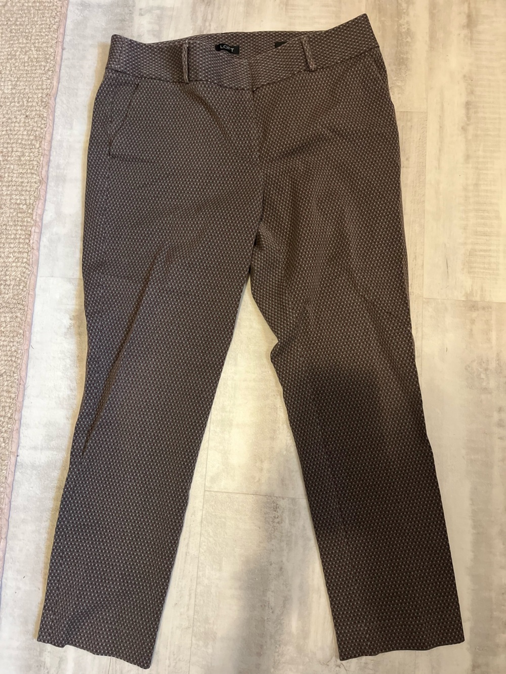 LOFT Grey Brown Patterned Women’s Trouser Dress Pants Julie Skinny 12